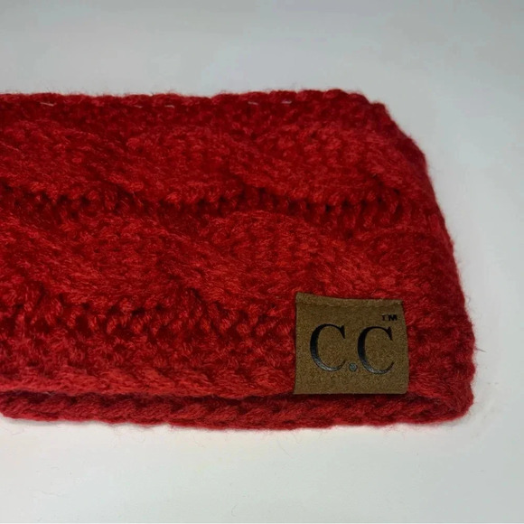 NWT C.C. Red Sherpa Knit Head Wrap Ear Muff Headband - Picture 2 of 6